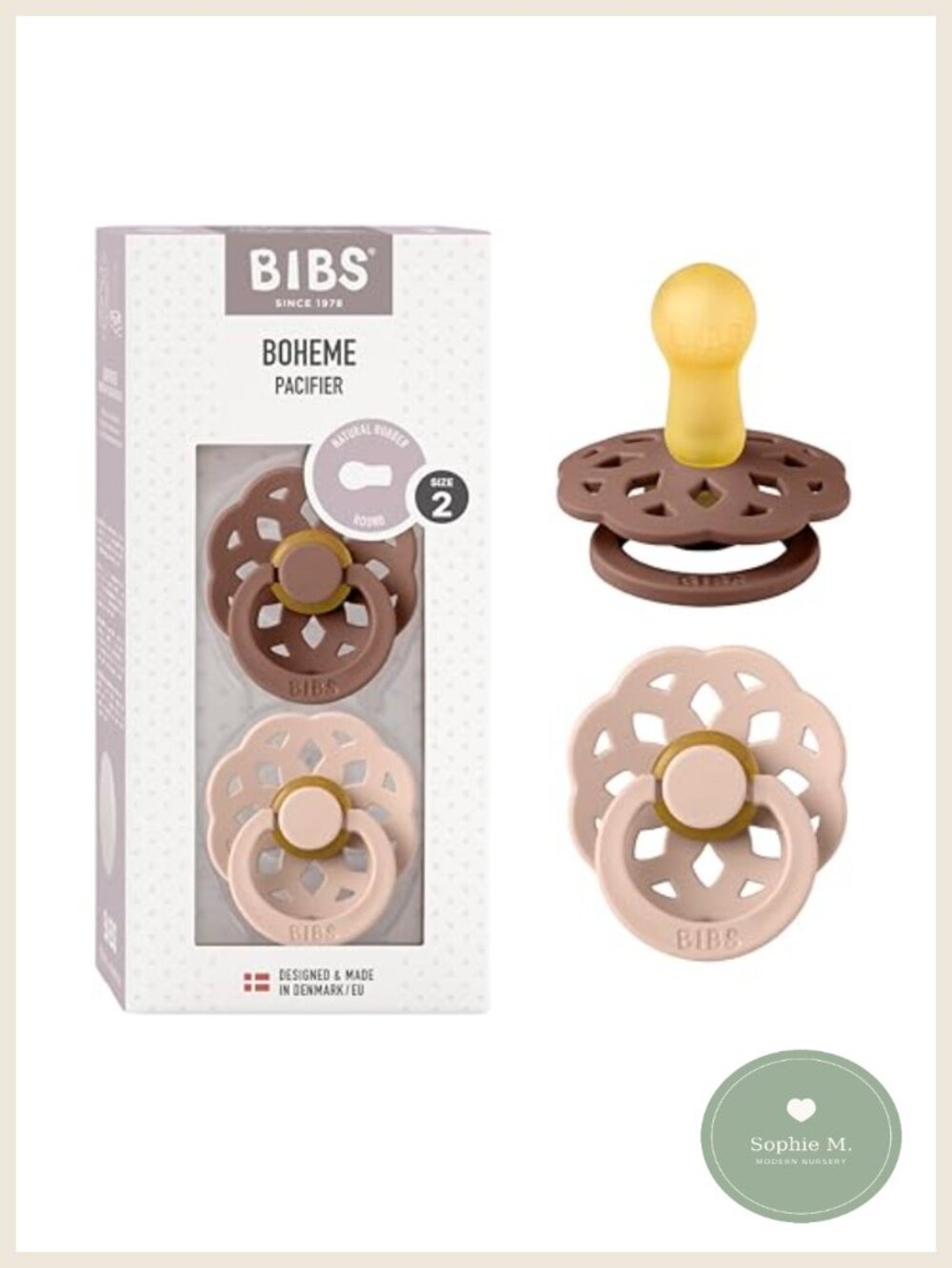 Natural Rubber Baby Pacifiers BPA-Free Set of 2 Soothing Self-Soothe